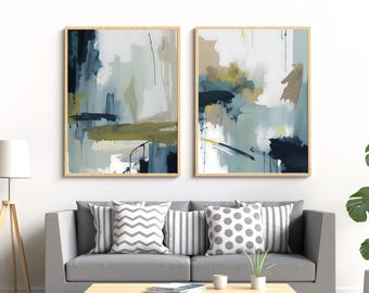Blue Abstract Art Prints: Modern Minimalist Gallery Set (Digital Download)