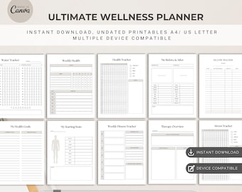 Gesundheits- & Wellnessplaner: Fitness, Ernährung, Self-Care Journal (Digitaler Download)