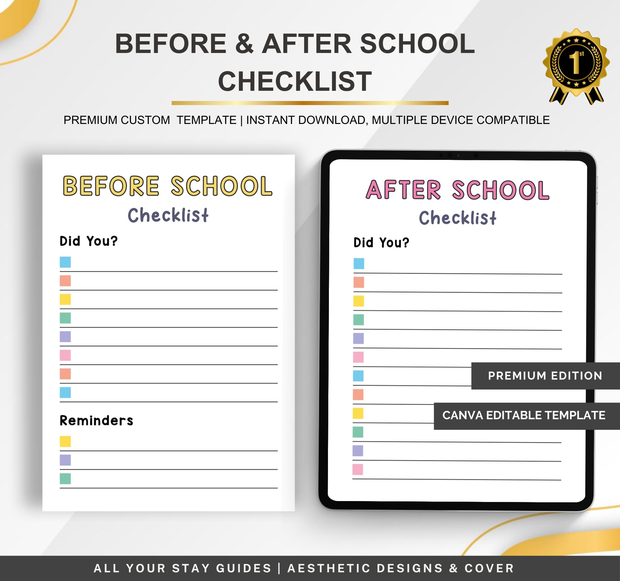 Kids Daily Checklist: Before & After School Routine (canva Template) - Etsy