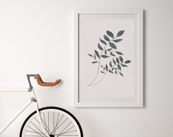 Blauwe abstracte botanische printset: moderne galerijmuurkunst (digitale download)