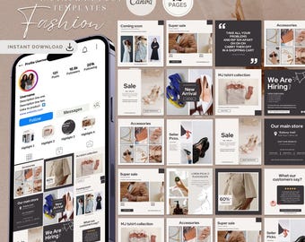 Fashion Instagram Post Templates: 50 Canva Posts (Digital Download)