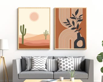 Blue Abstract Art Prints: Modern Boho Home Decor (Digital Download)