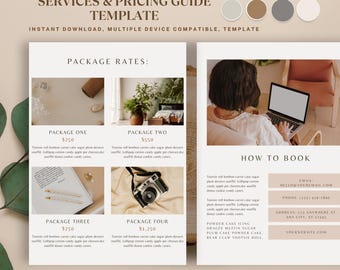 Plantilla de guía de precios y servicios: Plantilla empresarial editable (descarga digital)