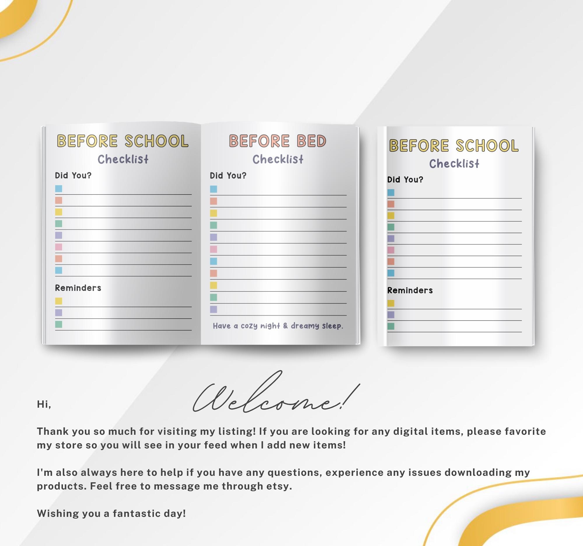 Kids Daily Checklist: Before & After School Routine (canva Template) - Etsy
