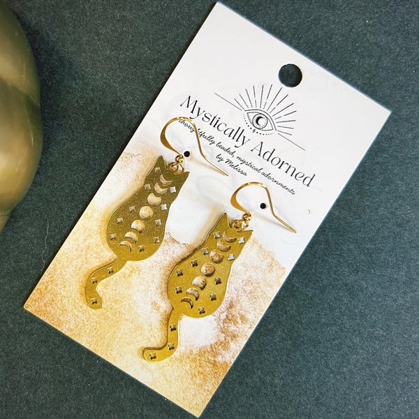 Golden Luna Kitty Earrings | Simply Charmed | Lunar Cycle Cat Earrings