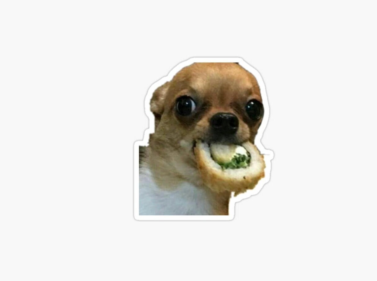 Funny Dog Sushi Sticker: Meme Lover Gift