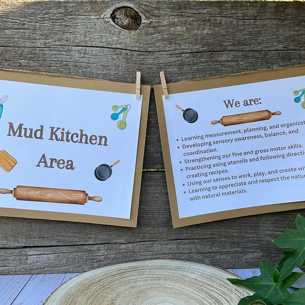 Mud Kitchen Sign/ Sensory Play/ Center Sign Classroom/ Daycare/ Digital Download/ Play Kitchen Sign/ Classroom/ Pretend Play/ Forest School