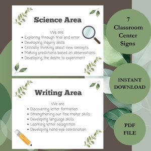 Center Signs Classroom/ Classroom Signs/ Daycare/ Center/ Outdoor Signs/ Classroom/ Digital Download/Classroom Decor/ Nature/Teacher Signs