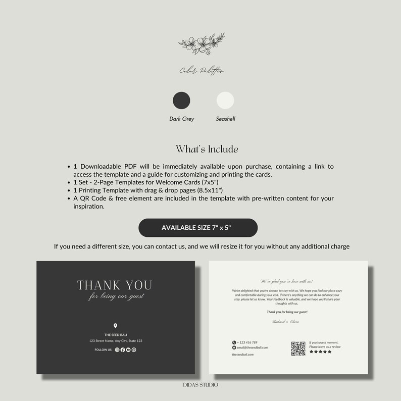 Airbnb Guests Thank You Card Canva Template, Guests Thank You Note