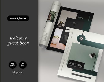 Modern Vacation Rental Welcome Book Template, Elegant Welcome Guest Book, Short-Term Vacation Rental House Manual, Welcome Guide Book