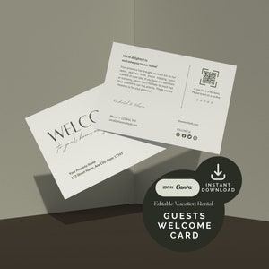 Neutral Airbnb Welcome Card, Modern Minimal Editable Welcome Note for Guest, Airbnb Host Template, Vacation Rental Business Template