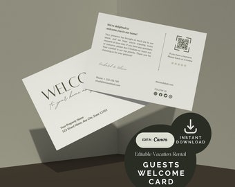 Neutral Airbnb Welcome Card, Modern Minimalist Template (Digital Download)