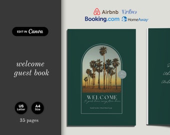 Beach House Welcome Guest Book Template, Vacation Rental Host Guide (Digital Download)