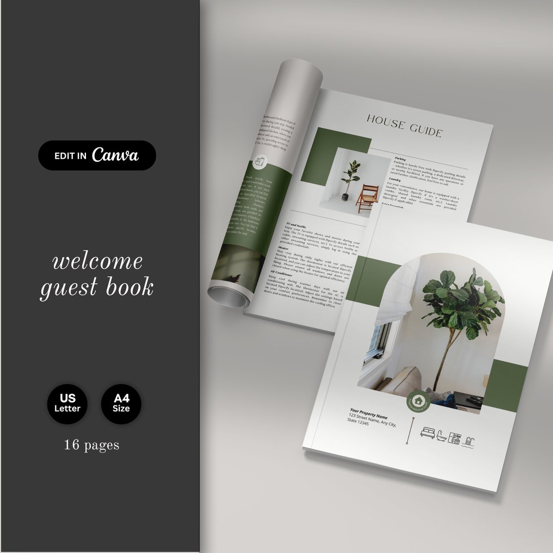 Modern Vacation Rental Book Template, Elegant Guest