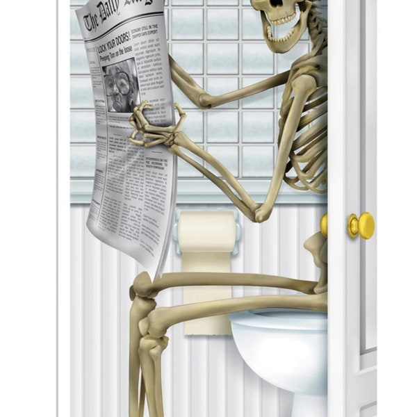 Retro canvas poster skull, newspaper reading in the toilet smile you lose weight poster vintage poster and room decoration, without frame