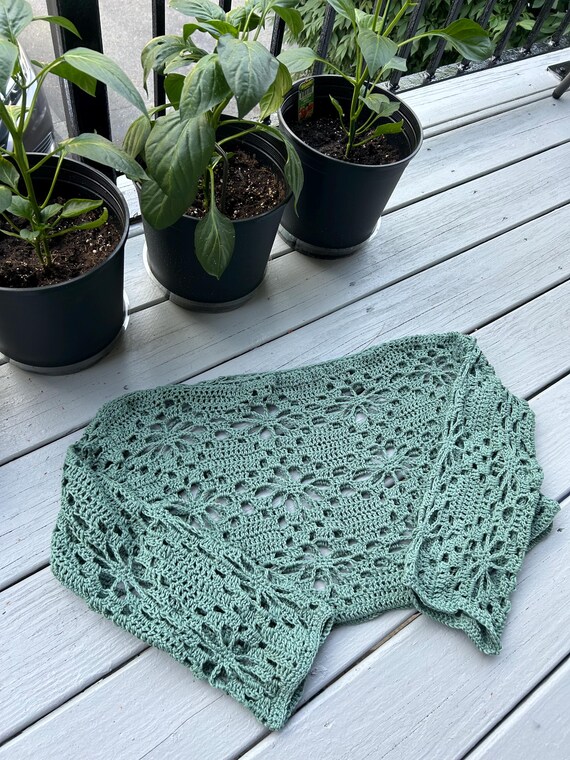 Crochet Flower Top, Crochet Flower Sweater, Crochet Sweater
