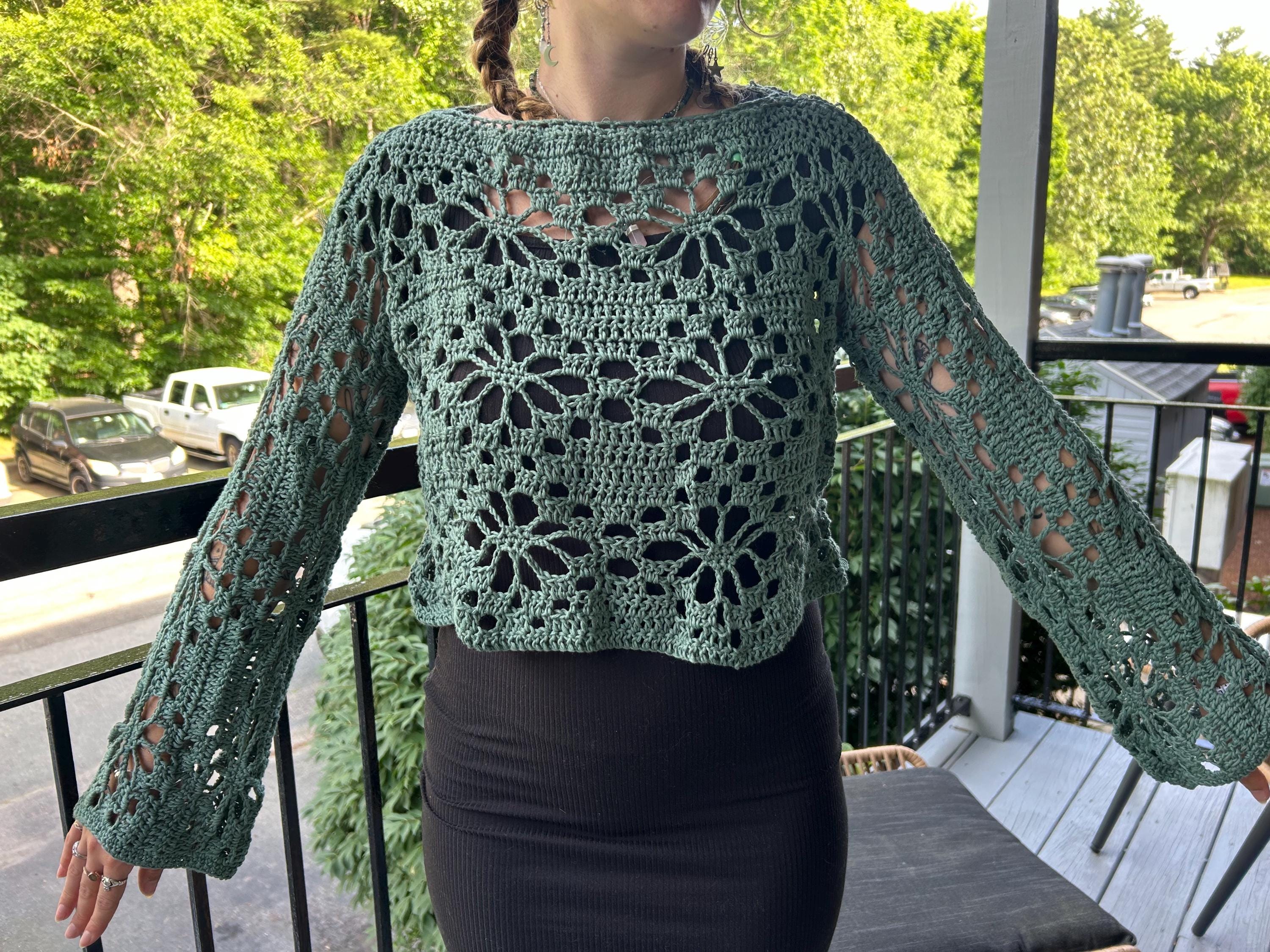 Crochet Flower Top, Crochet Flower Sweater, Crochet Sweater