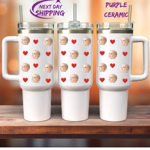 Baby Face Tumbler, Custom Baby Photo 40oz Tumbler with Handle Gifts for Mom for Mother&#39;s Day, Custom Photo Travel Mug, Custom Photo Cup Gift
