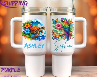 Personalized Vacation Tumbler: Watercolor Travel Cup, Cruise Gift
