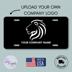 Custom Company Logo License Plate, Laser Engraved Car Tag, Upload Your Own Logo or Text, Aluminum Front License Plate