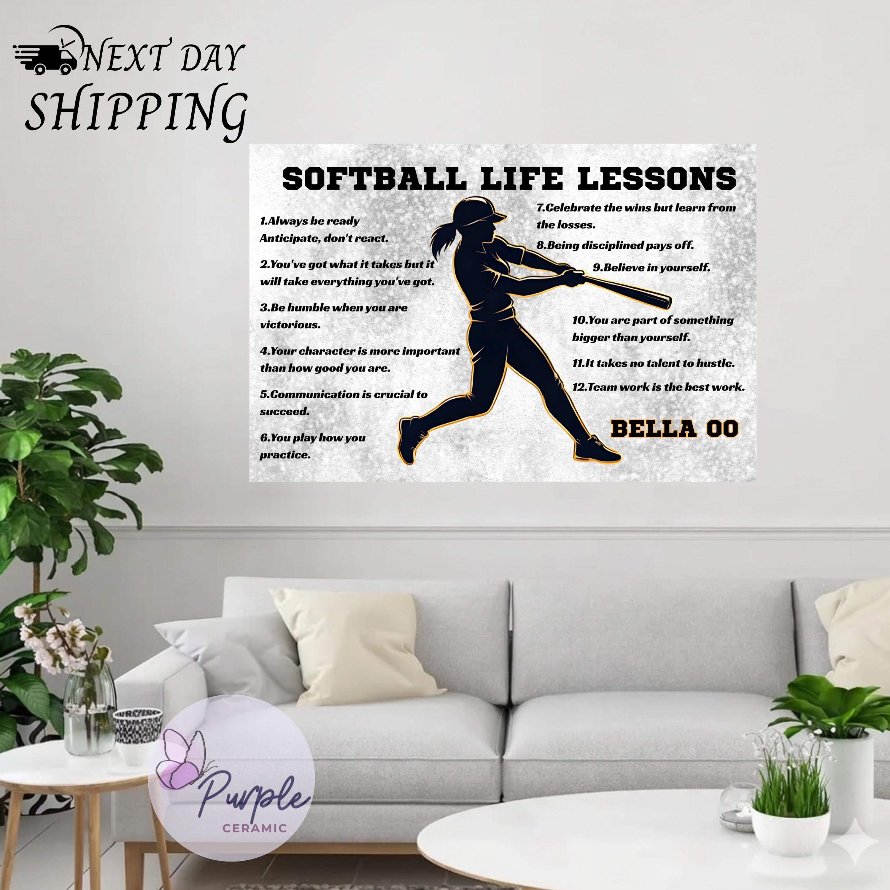 Softball Lessons Frame Personalized Softball Life Lessons Poster,sports Life Lessons Poster ...