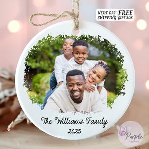 Personalized Family Photo Christmas Ornament: Ceramic Keepsake Gift