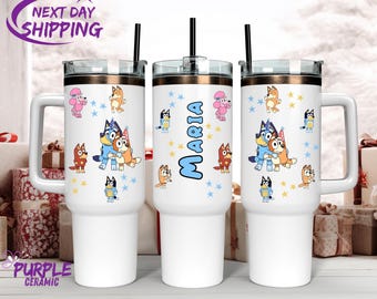 Blue Tumbler: 40oz Stainless Steel Kids  Bingo Water Bottle