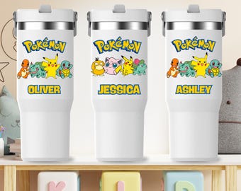 Poke 30oz Tumbler, Poke 30oz Water Bottle, Back to School,Poke Gift, Gotta Catch Tumbler, Gift for Kids, School Water Bootle
