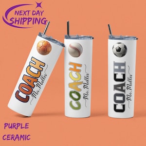 Personalized Coach Tumbler With Name, Custom Gift For Coach Cup, Coach Gift, Coach Skinny Tumbler With Straw, Sports Coach Thank You Gift