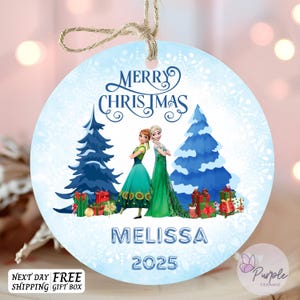 Adorno navideño personalizado de Frozen de Disney, adorno navideño de Elsa, adorno de Elsa y Anna Olaf, decoración para árbol de Navidad de Disney, recuerdo infantil de Frozen