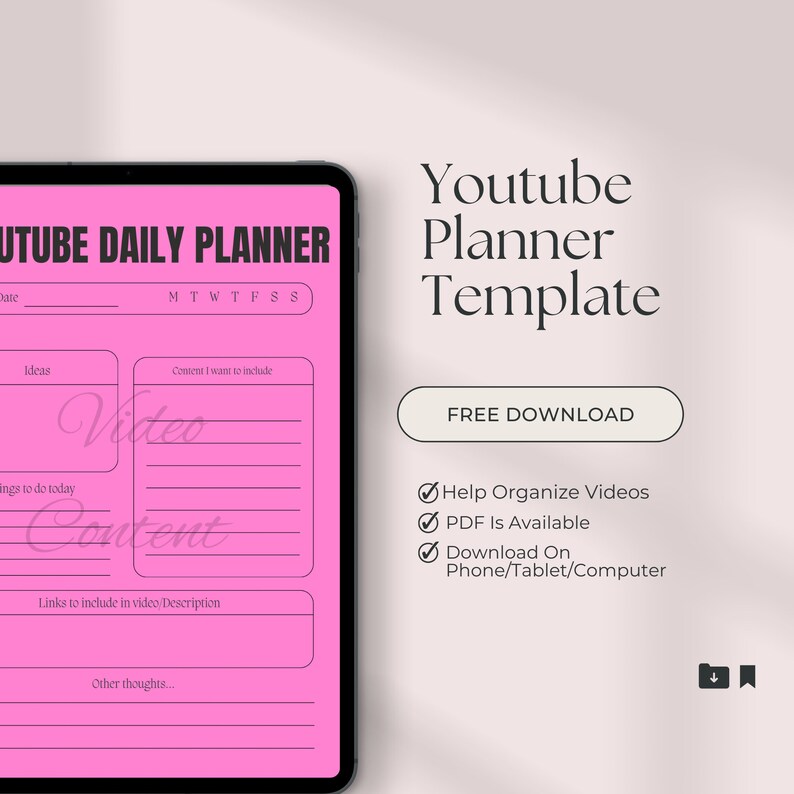 Youtube Daily Planner - Etsy