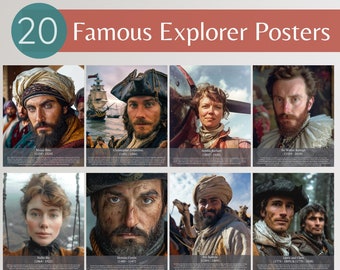 Famous Explorers History Classroom Posters, World History Classroom Decor, Social Studies Classroom Posters, Educational History Posters