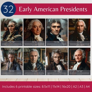 American Presidents Posters, Presidents Day Educational Posters, American History Classroom Decor Poster Set, Educational History Posters