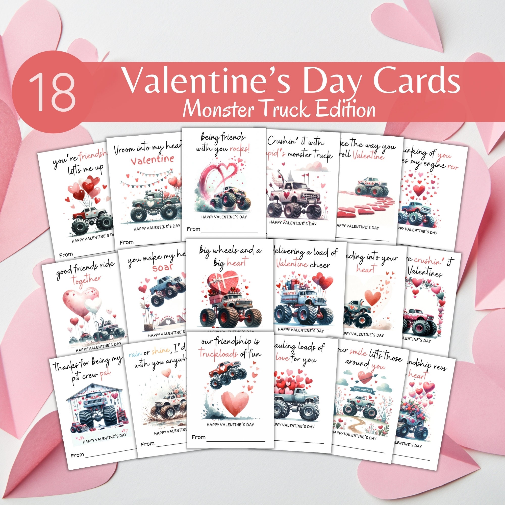 Monster Truck Valentine Editable Monster Truck Valentines Printable Monster Truck Valentine Card