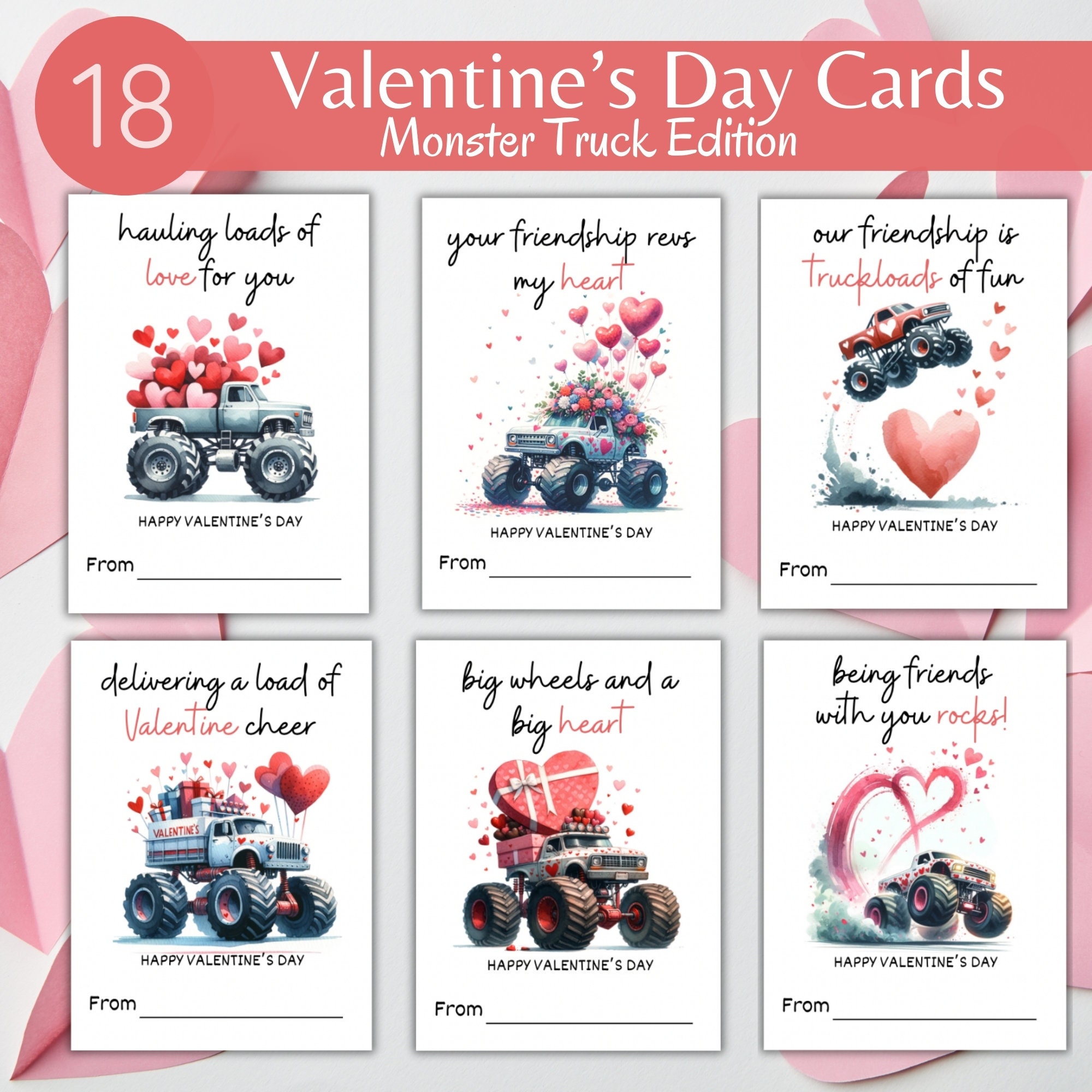 Monster Truck Valentine Editable Monster Truck Valentines Printable Monster Truck Valentine Card