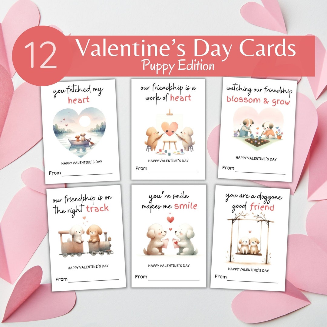 Editable Dog Valentine Card Puppy Valentine Printable Valentines for ...