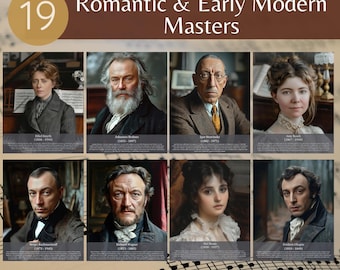 Romantic & Early Modern Composers | Music Teacher Classroom Decor, Unique Music Classroom Posters, Famous Music Composers Bulletin Board