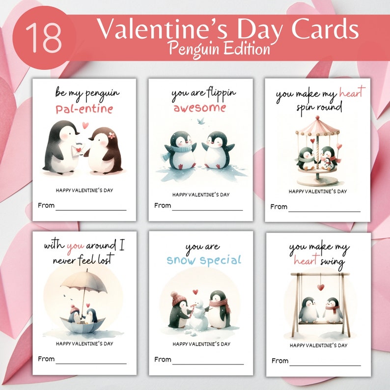 Editable Penguin Valentines Printable Penguin Valentine Charming