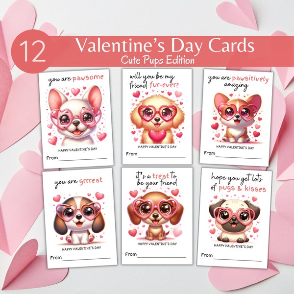 Editable Dog Valentine Cards | Printable Puppy Valentine Cards | Classroom Valentines Cards | Dog Valentines | Puppy Valentines Cards |