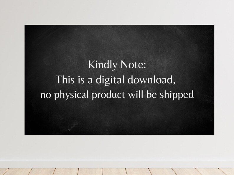 Puede incluir: Pizarra negra con texto blanco que dice: "Nota amable: Esta es una descarga digital, no se enviar&aacute; ning&uacute;n producto f&iacute;sico."