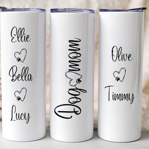 Vaso personalizado para mamá perruna: nombre personalizado y diseño de corazón con forma de pata