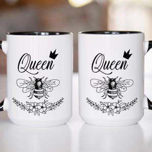 Queen Bee Coffee Mug: Chic Two-Tone Design, Empowering Gift