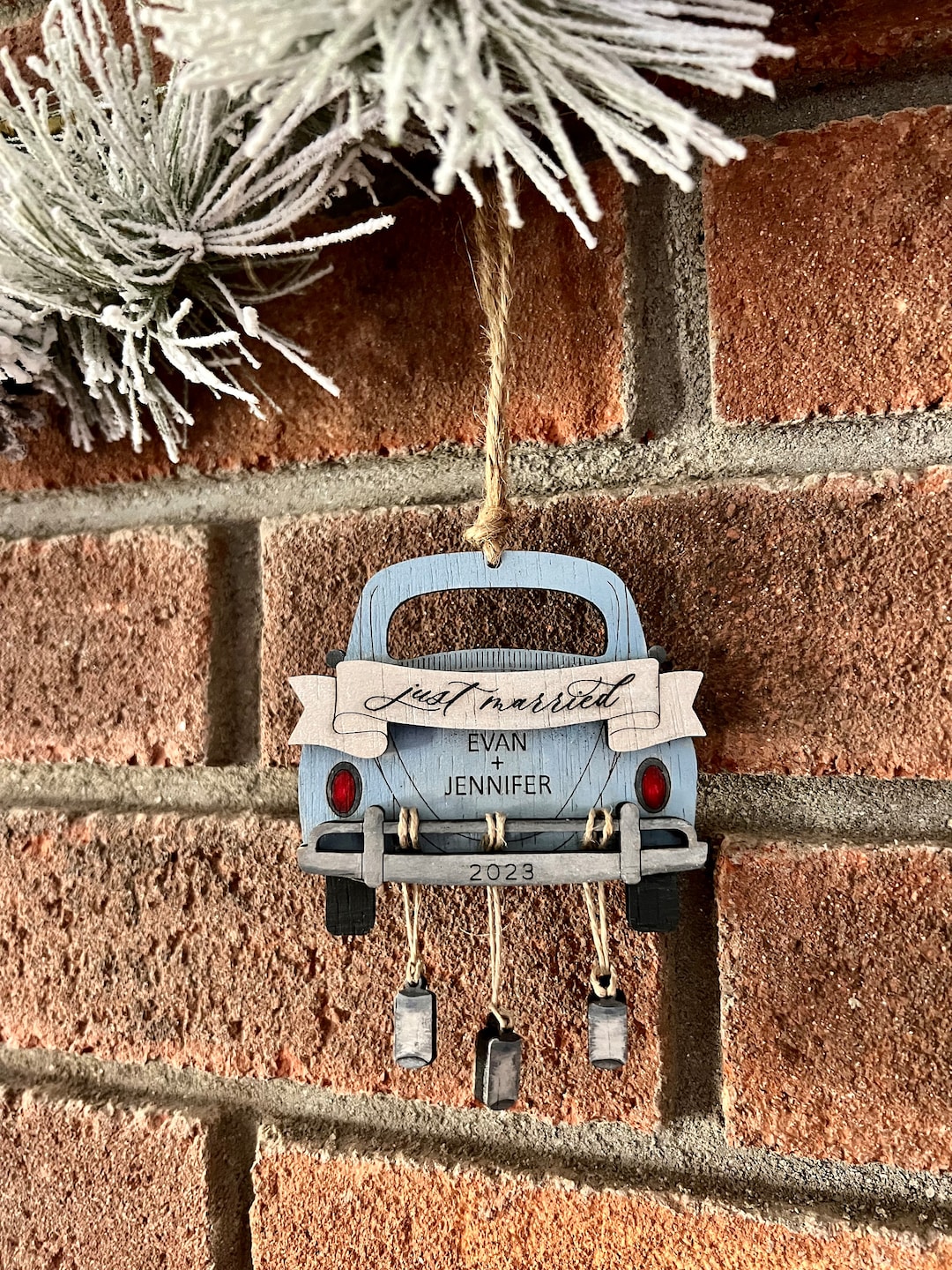 Just Married Ornament, Newlywed Gift, First Christmas Together, Christmas Wedding Ornament, Personalized Wedding Ornament, Custom Ornament.