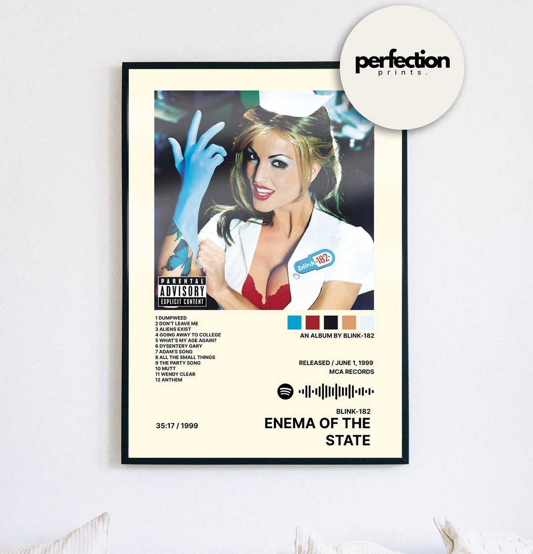 Blink182 Album Poster, Enema of the State, Pop Punk Wall Art, Music Decor, Band Poster, Music