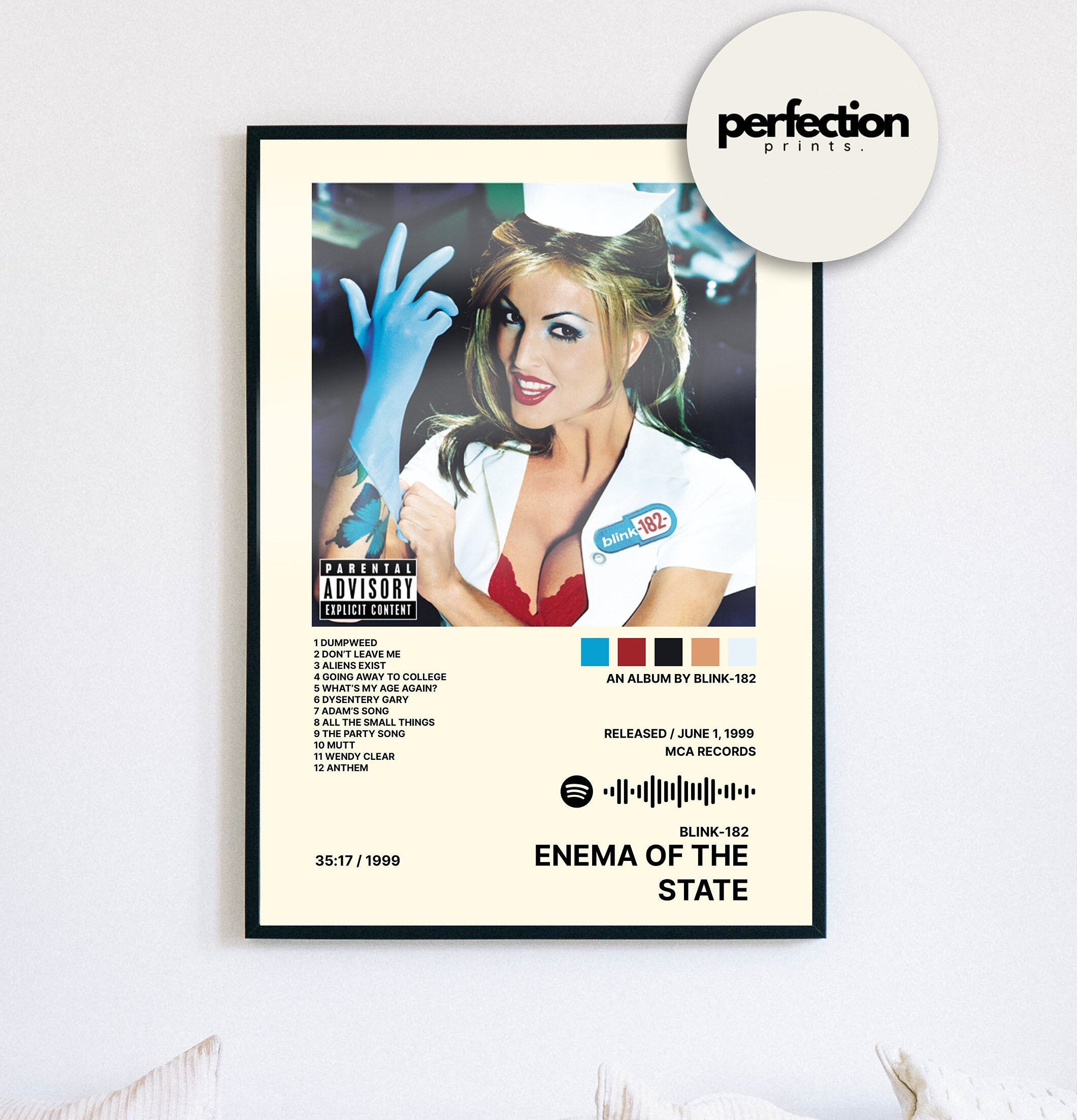 Blink182 Album Poster, Enema of the State, Pop Punk Wall Art, Music