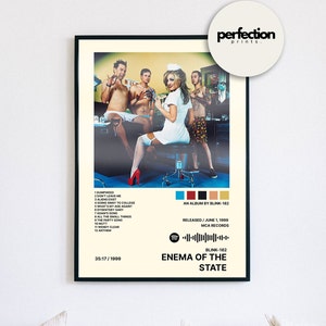 Póster de contraportada de blink-182, impresión digital, Enema of the State, arte de pared pop punk, decoración musical, póster de banda, regalo musical, arte de pared de skater,