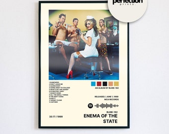 blink-182 Back Cover Poster, Digital Print, Enema of the State, Pop Punk Wall Art, Music Decor, Band Poster, Music Gift, Skater Wall Art,