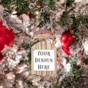 Christmas Sled Ornament Mockup PNG Festive Holiday Sled Ornament Mock-up Digital File Sled Ornament Template Background File for Mockup