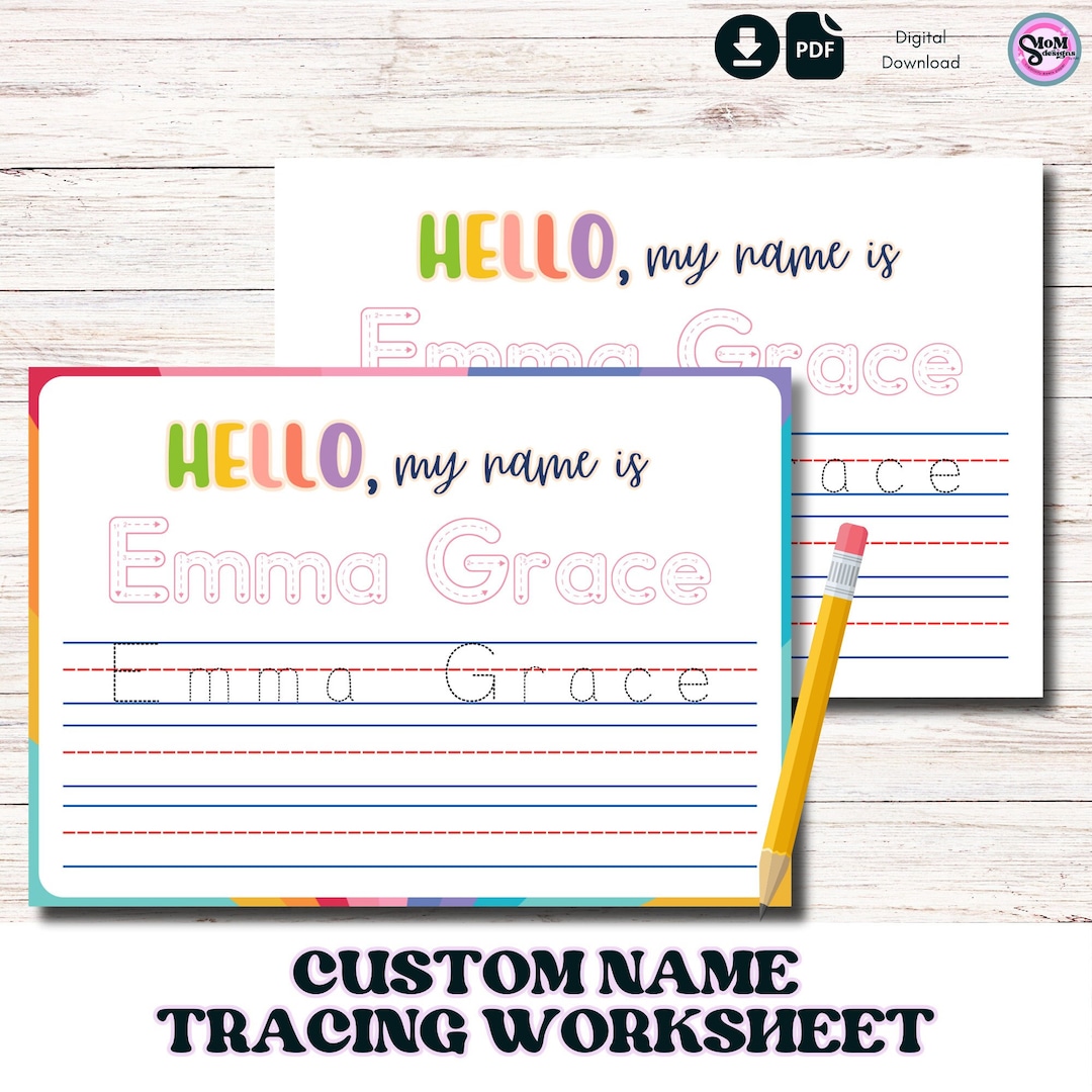 Custom Name Tracing Handwriting Practice, Homeschool Printable ...