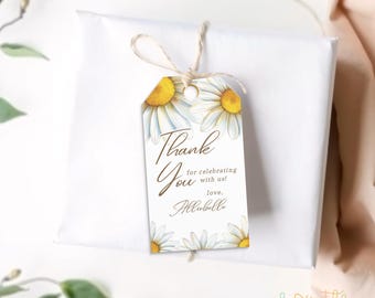 Daisy Thank You Tag | Editable Floral Party Favor Tag | Our Little Daisy Birthday Theme | Printable Girl’s Party Decor